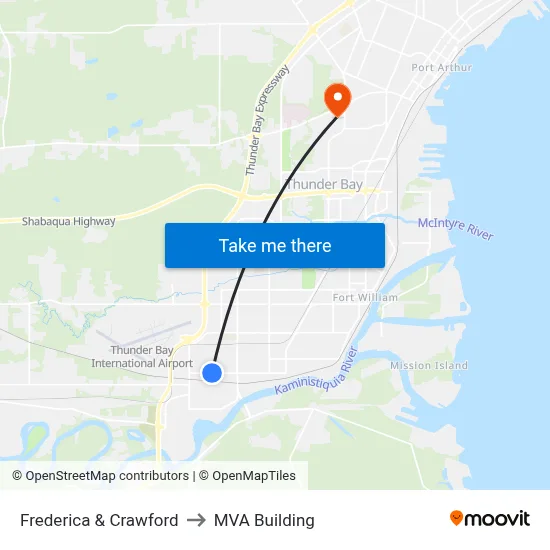 Frederica & Crawford to MVA Building map
