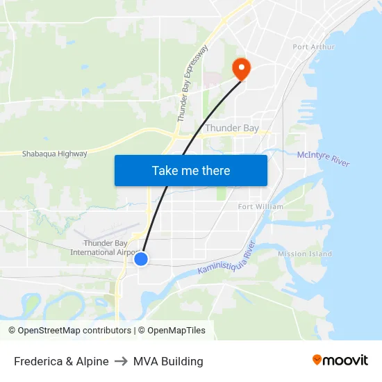 Frederica & Alpine to MVA Building map
