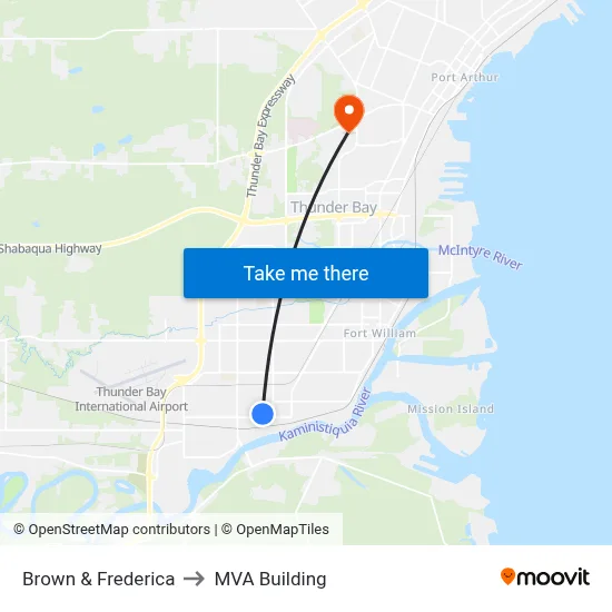 Brown & Frederica to MVA Building map