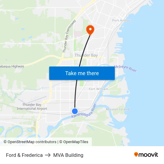 Ford & Frederica to MVA Building map