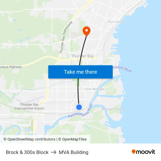 Brock & 300s Block to MVA Building map