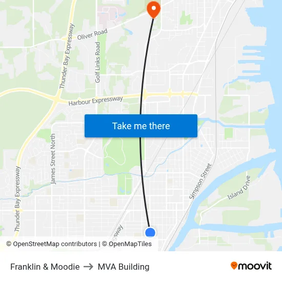 Franklin & Moodie to MVA Building map
