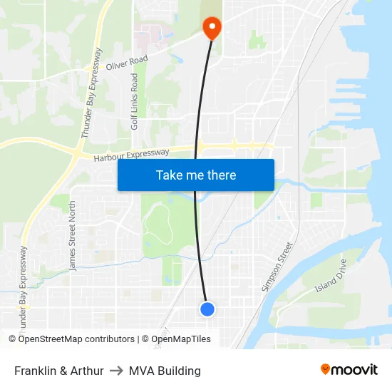 Franklin & Arthur to MVA Building map