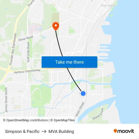 Simpson & Pacific to MVA Building map