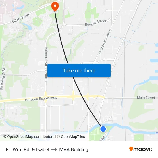 Ft. Wm. Rd. & Isabel to MVA Building map