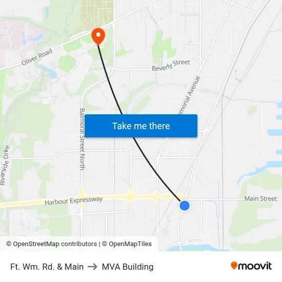 Ft. Wm. Rd. & Main to MVA Building map