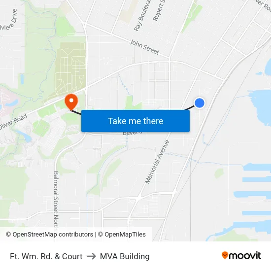 Ft. Wm. Rd. & Court to MVA Building map