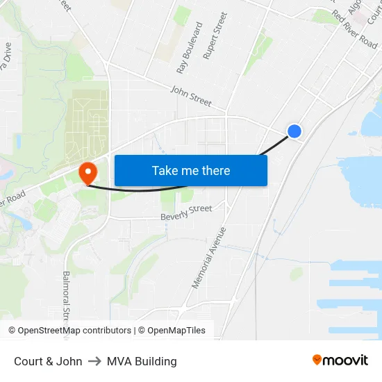 Court & John to MVA Building map
