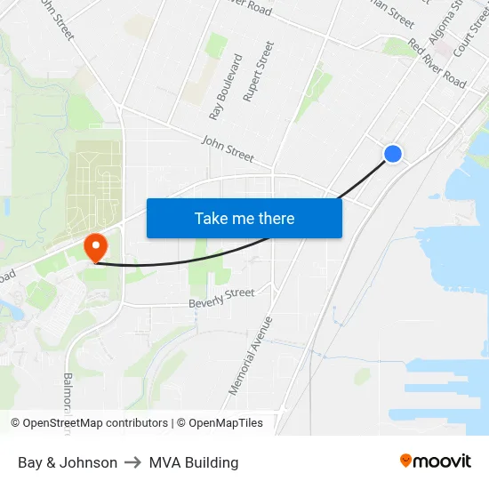 Bay & Johnson to MVA Building map