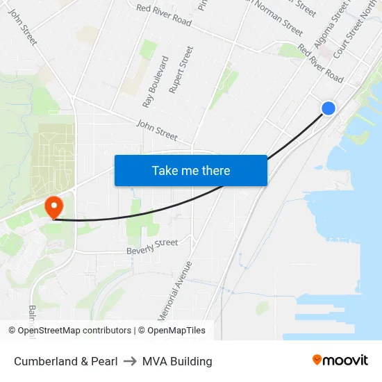 Cumberland & Pearl to MVA Building map