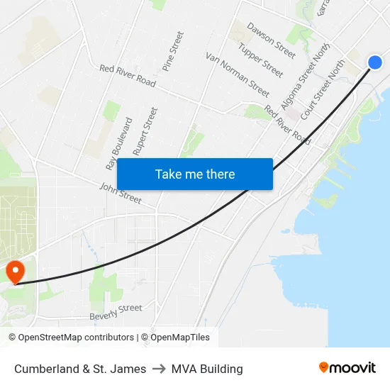 Cumberland & St. James to MVA Building map