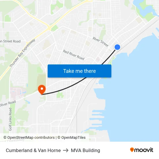 Cumberland & Van Horne to MVA Building map