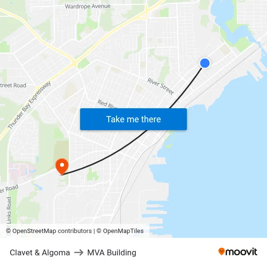 Clavet & Algoma to MVA Building map