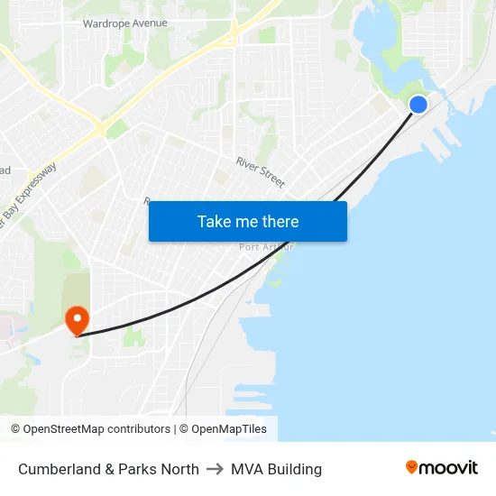 Cumberland & Parks North to MVA Building map