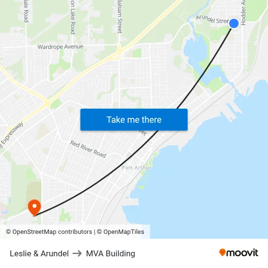 Leslie & Arundel to MVA Building map
