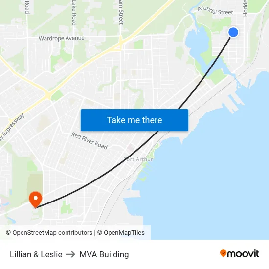 Lillian & Leslie to MVA Building map