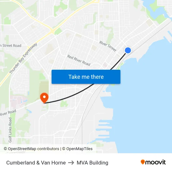 Cumberland & Van Horne to MVA Building map