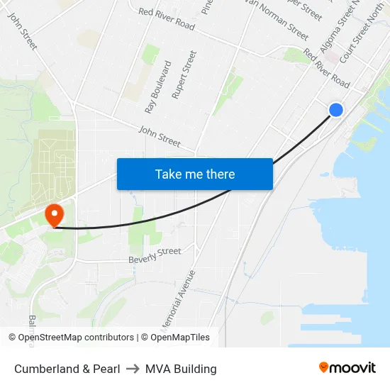 Cumberland & Pearl to MVA Building map