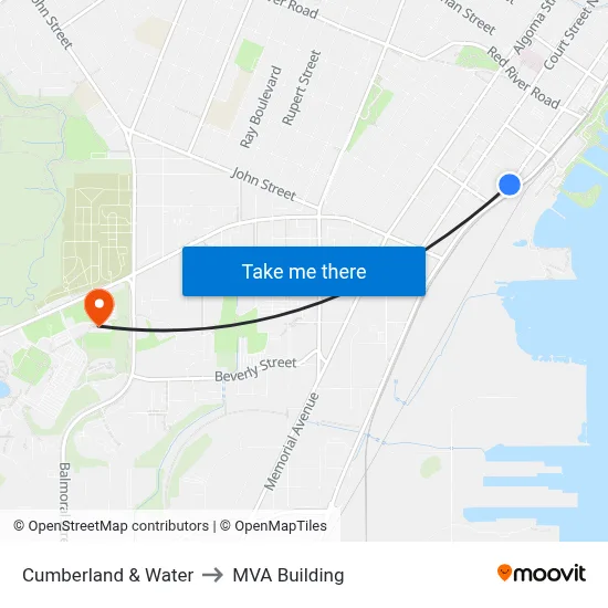 Cumberland & Water to MVA Building map