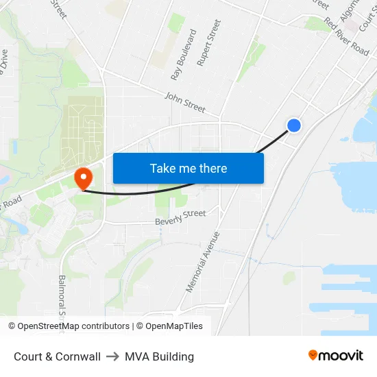 Court & Cornwall to MVA Building map