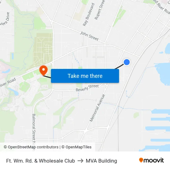 Ft. Wm. Rd. & Wholesale Club to MVA Building map