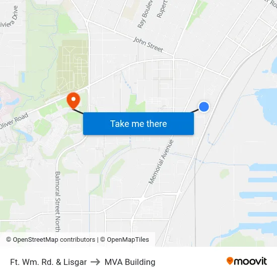 Ft. Wm. Rd. & Lisgar to MVA Building map