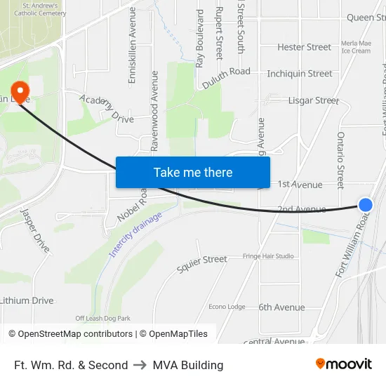Ft. Wm. Rd. & Second to MVA Building map