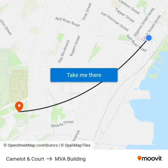 Camelot & Court to MVA Building map
