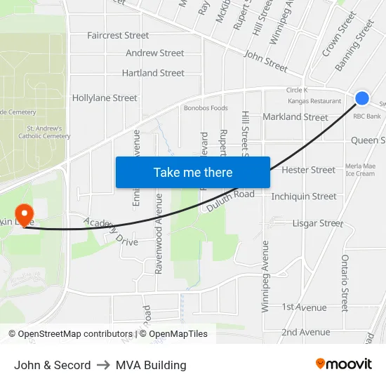 John & Secord to MVA Building map