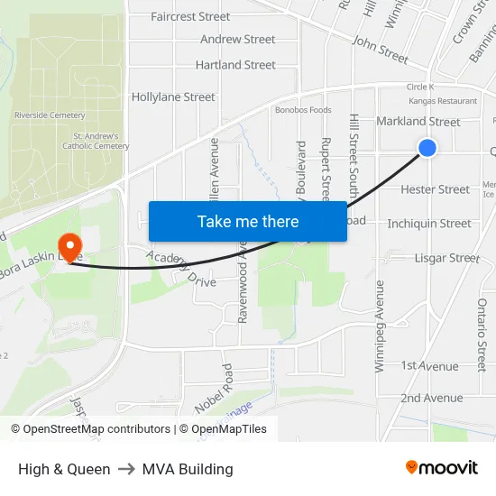 High & Queen to MVA Building map