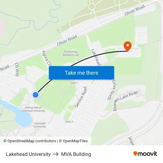 Lakehead University to MVA Building map