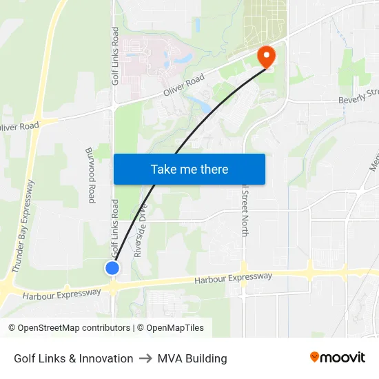 Golf Links & Innovation to MVA Building map