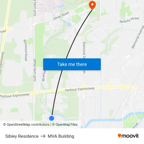 Sibley Residence to MVA Building map