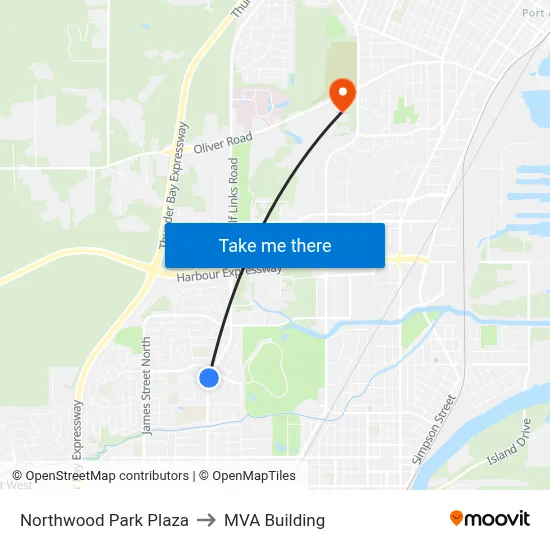 Northwood Park Plaza to MVA Building map