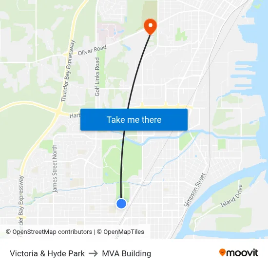 Victoria & Hyde Park to MVA Building map