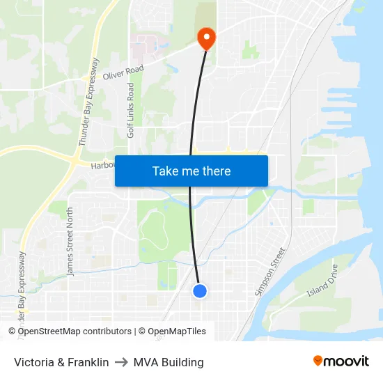Victoria & Franklin to MVA Building map