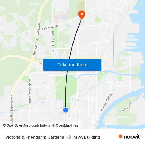 Victoria & Friendship Gardens to MVA Building map