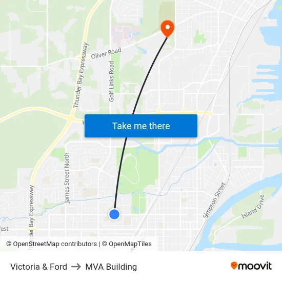 Victoria & Ford to MVA Building map
