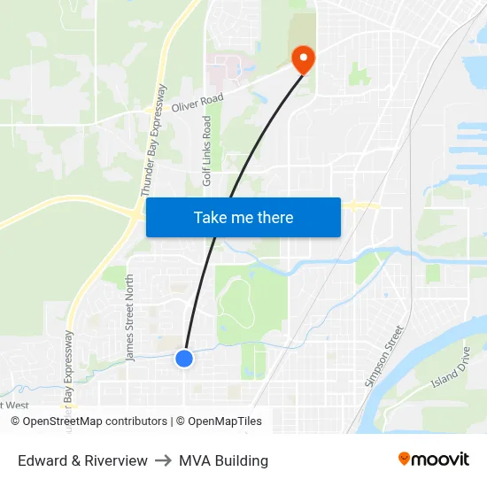 Edward & Riverview to MVA Building map