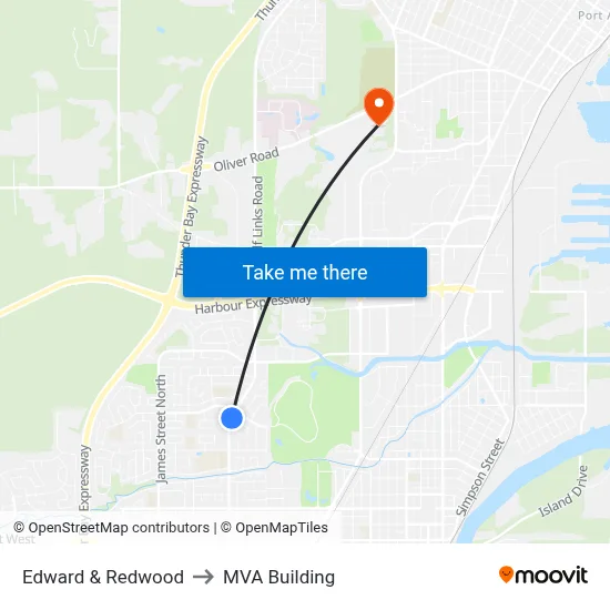 Edward & Redwood to MVA Building map