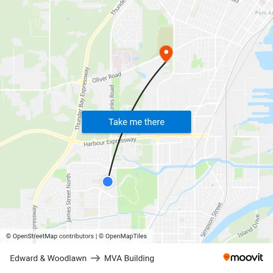 Edward & Woodlawn to MVA Building map