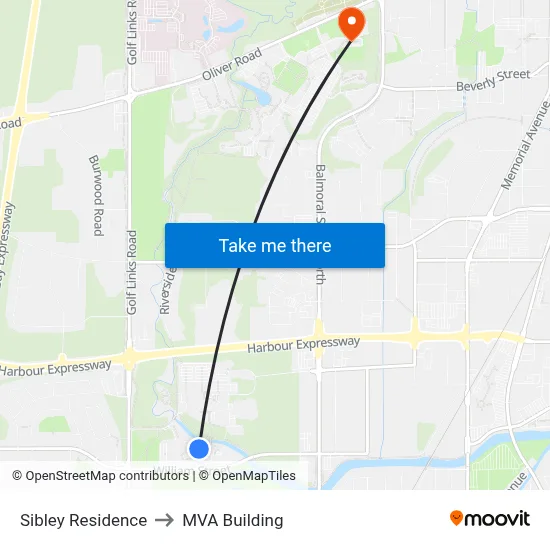 Sibley Residence to MVA Building map