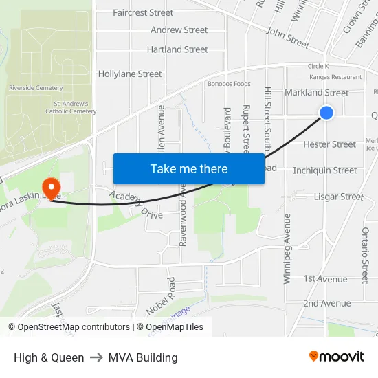 High & Queen to MVA Building map