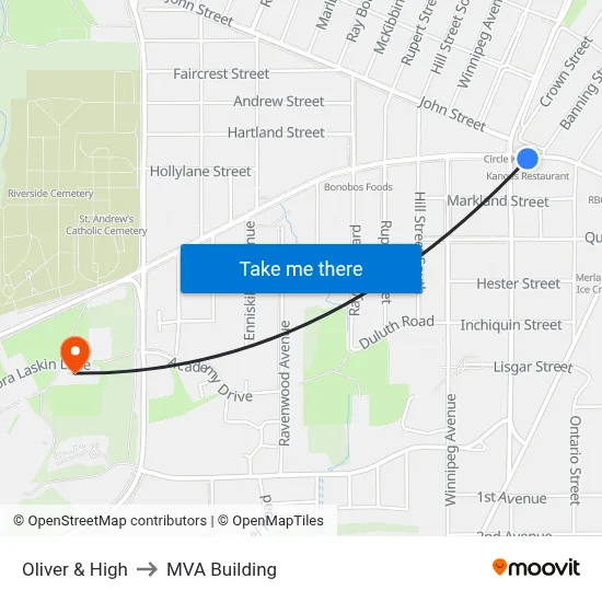 Oliver & High to MVA Building map
