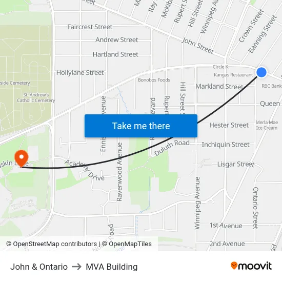 John & Ontario to MVA Building map