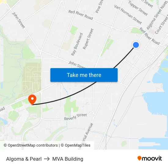 Algoma & Pearl to MVA Building map