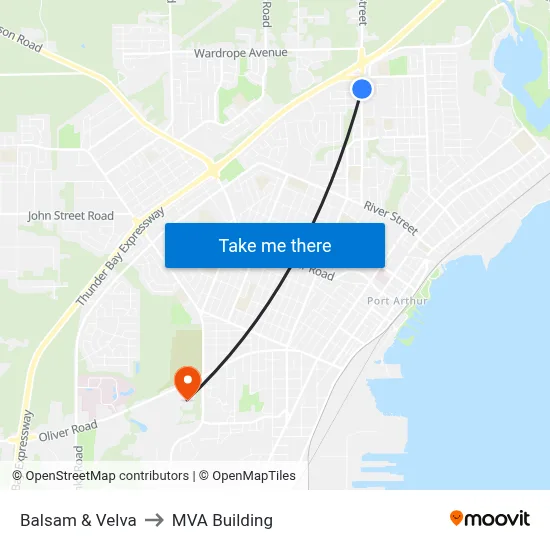Balsam & Velva to MVA Building map