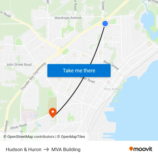 Hudson & Huron to MVA Building map
