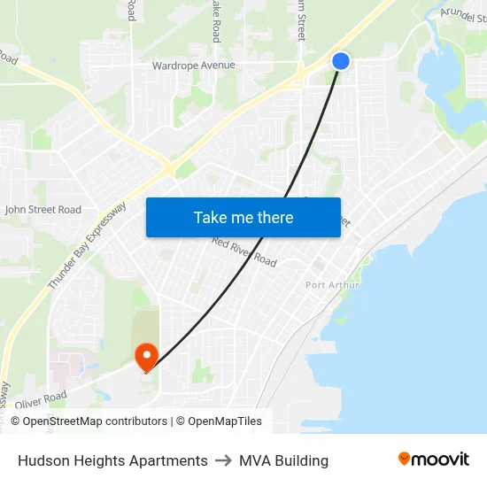 Hudson Heights Apartments to MVA Building map