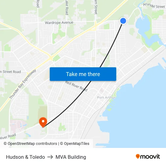 Hudson & Toledo to MVA Building map